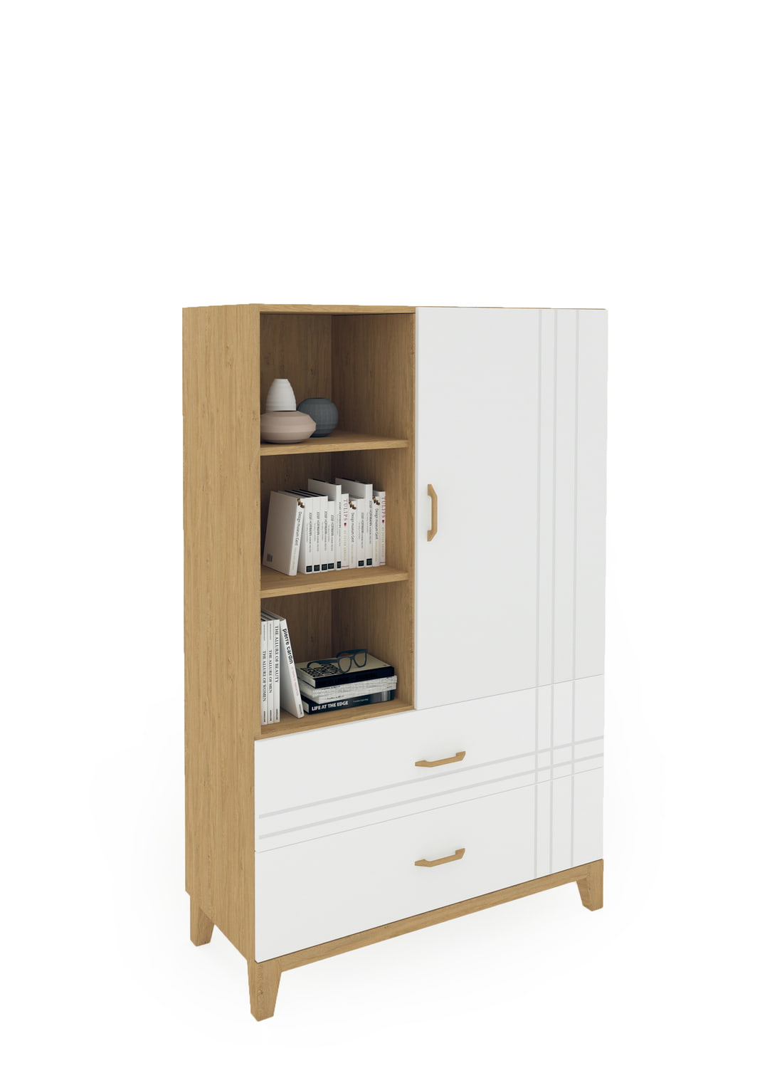 Grāmatu plaukts zemais 100 Hygge Oak