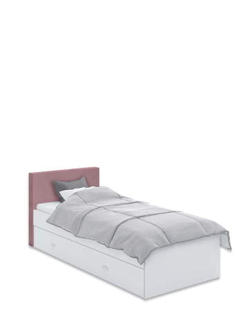 Polsterēta Gulta 90x200 White Pink